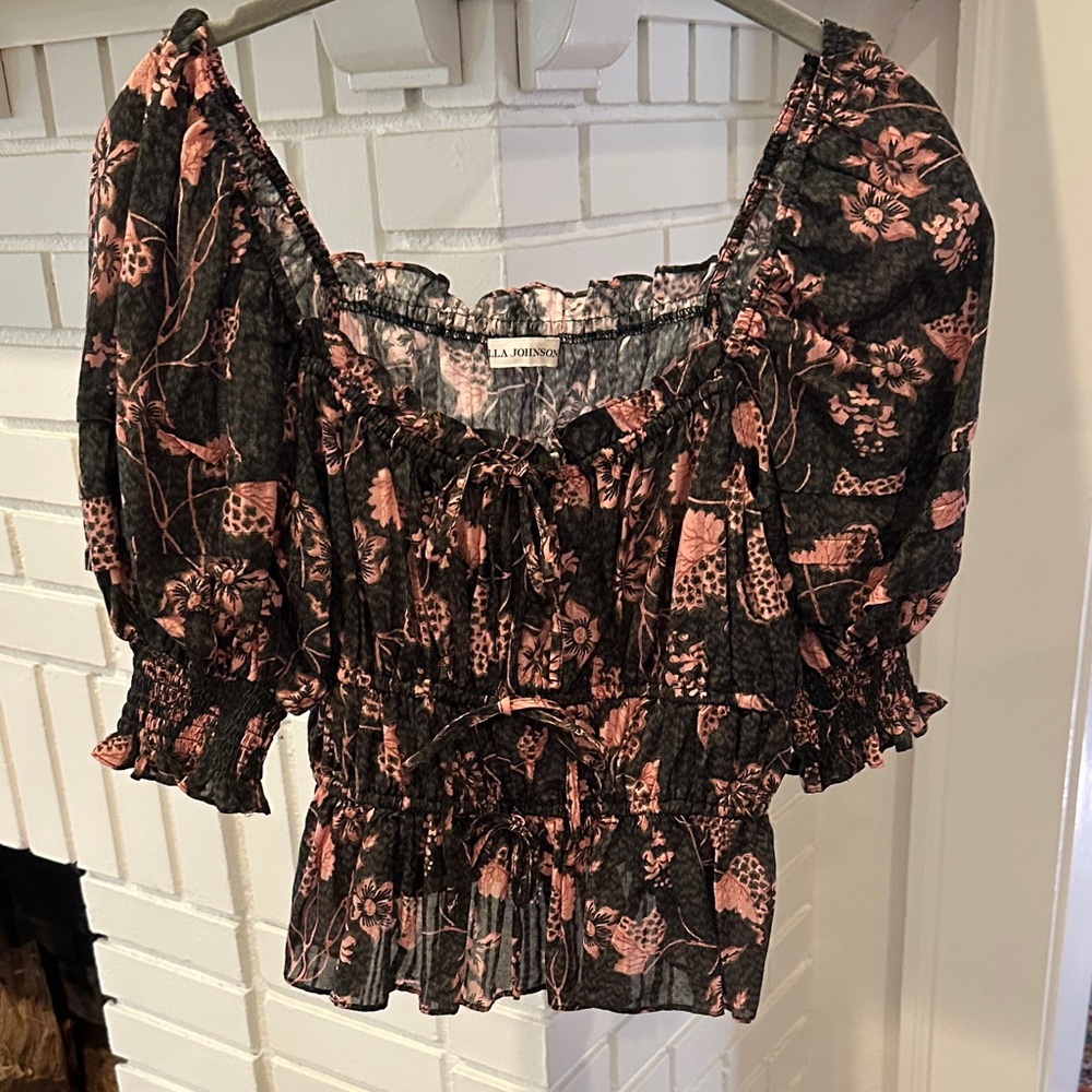 Ulla Johnson Black and Pink Floral top